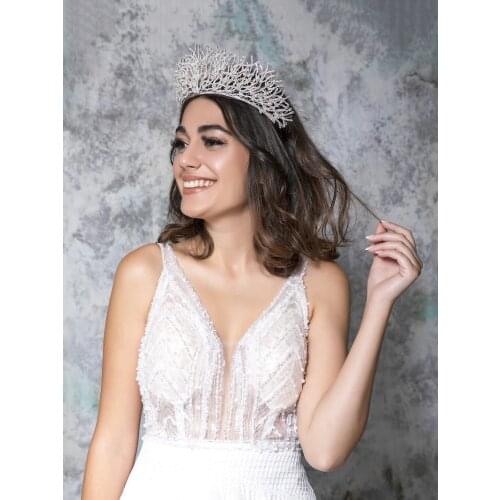 Luxury Handmade Wedding Crown Hair Jewelry Bridal Headpiece Zircon Tiaras Bride Party Crowns Wedding Hair Accessories