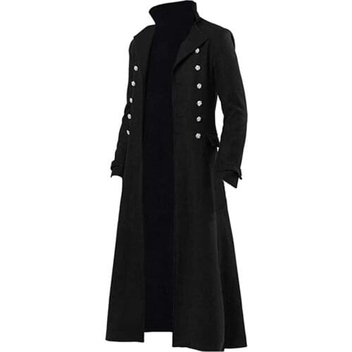 Mens Steampunk Retro Jacket Gothic Victorian Era Frog Coat Jacket Uniform Halloween Costume Stage Performance