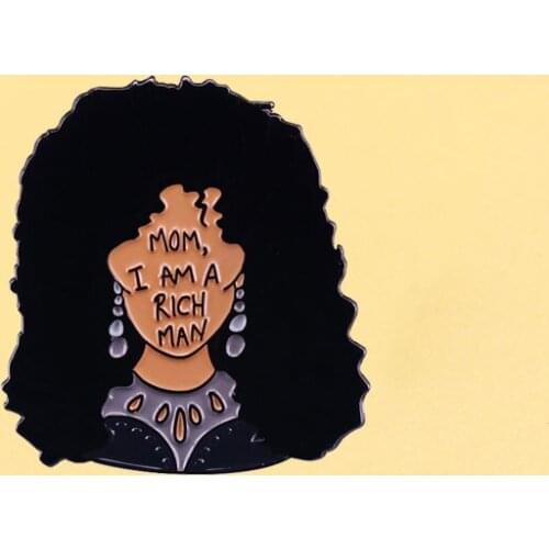 MOM IAM ARICH MAN Enamel Pins Men Women Fashion Jewelry Gifts Cartoon Metal Brooch Pack Clothes Hat Decorate Lapel Badges