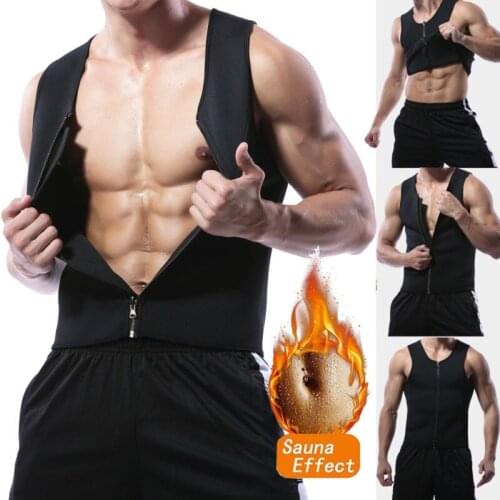 2021 Mens Waist Trainer Vest For Weight Loss Fat Burning Hot Neoprene Corset Body Shaper Zipper Shapewear Slimming Belt Belly