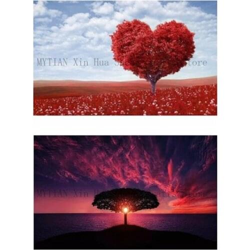 MYTIAN 3D DIY Diamond Painting"Love Tree" Handmade Cross Stitch Kit"Red Tree"Diamond Embroidery 5D Diamond Hanging Painting
