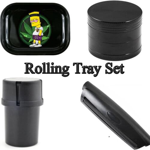 Herb Tobacco Grinder Set With Weed Grinders Herb Weed Rolling Paper Maker Rolling Tray Weed Accessories Rolling Tray Set