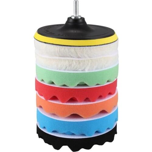 8 Piece Set 7 Inch Beauty Waxing Set Car Polishing Tool Car Polishing Disc Sponge Polishing Wheel Wool Pad