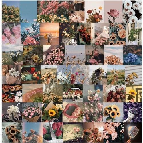 10/30/52PCS Retro Artistic Flowers Graffiti Stickers Aesthetic INS Style Decals Phone Laptop Car Cute Waterproof Sticker Kid Toy