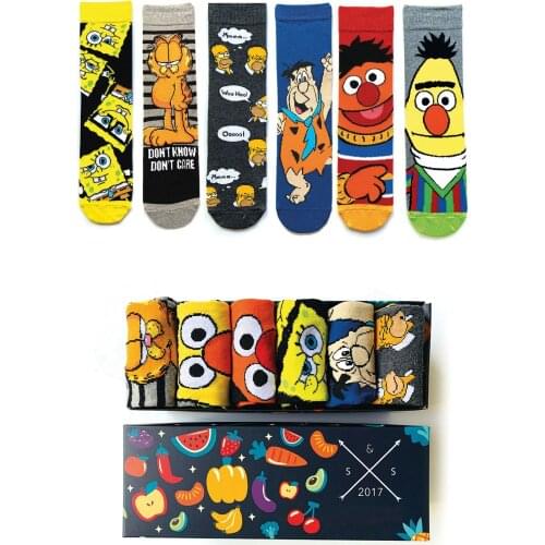 100% cotton, unisex comfortable 6-pack Cartoon Socks that you can wear in color(36-42)