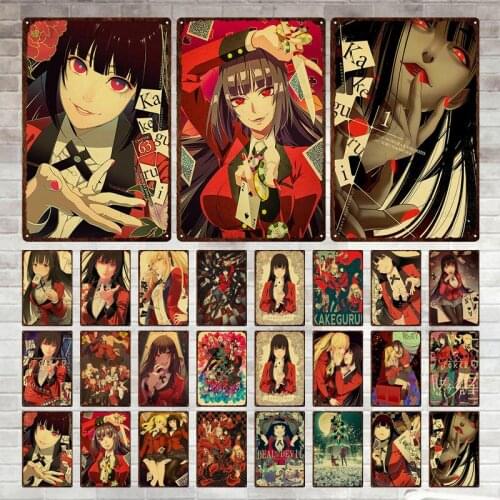 New Vintage Metal Signs Kakegurui Anime Retro Poster Wall Stickers For Living Room Home Bar Art Decoration Posters Tin Sign