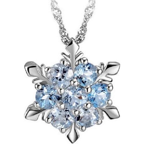 Charming Jewelry 2 Colors Drop Shipping Natural Temperament Zircon Snowflake Shaped Pendant Necklace