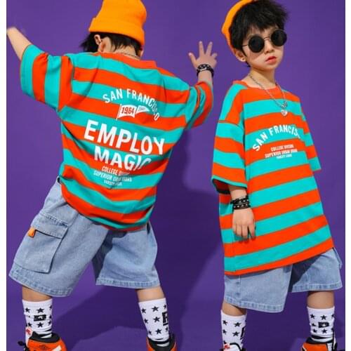 Boys Hip Hop Clothes Loose Summer Short Sleeves Tops Shorts Street Dancing Costume Childens Day Performance Festival Outfit 808