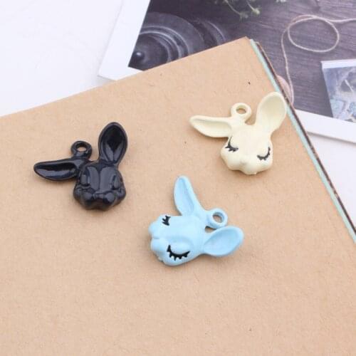 Wholesale 17*20MM Enamel Kawaii Animal Rabbit Head Pendant Charm Craft DIY Jewelry Findings Oil Drop Alloy Bracelet Charm Craft