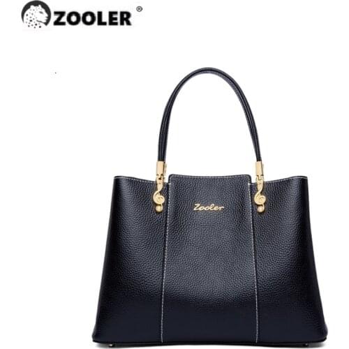 ZOOLER Totally Cow Soft Real Leather Handbags Women Elegant Black Large Genuine Leather Shoulder Bag Classical #QS296