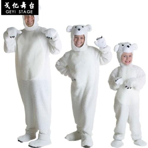 White Bear Pajamas Adult Kids Onesies Polar-Bear Sleepwear Cosplay Jumpsuit Pyjamas Kigurumi Carnival Christmas Costumes