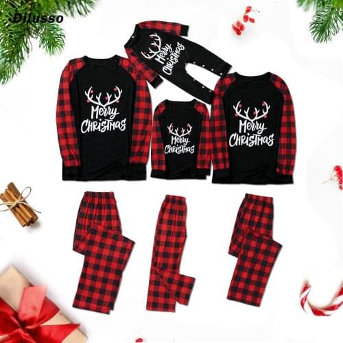 Christmas Women Mommy Print Blouse Tops And Pants Xmas Family Clothes Pajamas Homewear Sleepwear Plaid Print Casual Sets