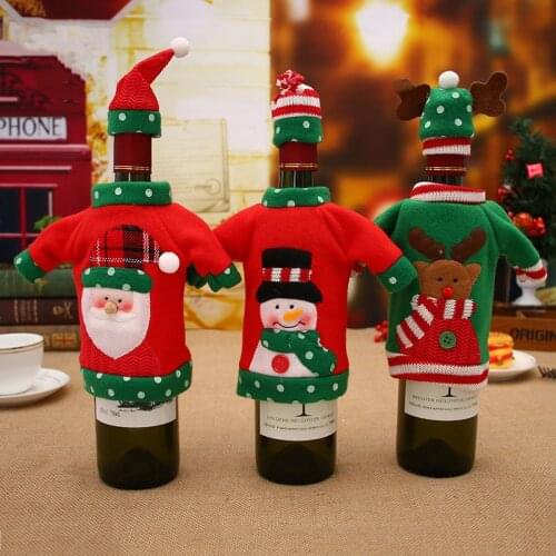 Christmas Decorations Embroidery Cartoon Bottle Bag Christmas Family Hotel Dining Room Party Decorations