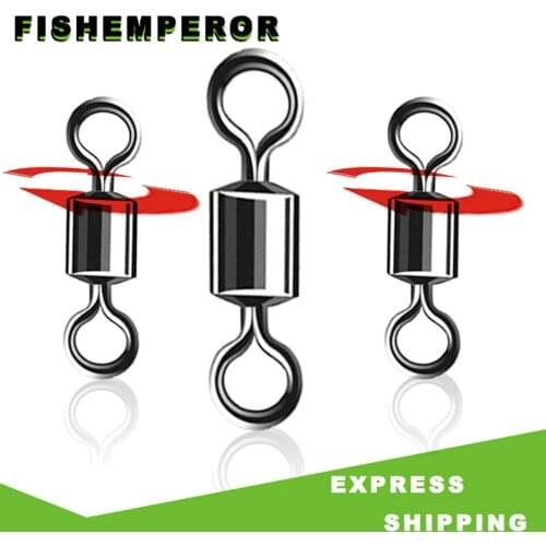 JiuYu 50pcs Bearing Swivel Fishing Connector 2#-12# Barrel Rolling Solid Rings For Fishhook Lure Link Fishing Accessories Carp