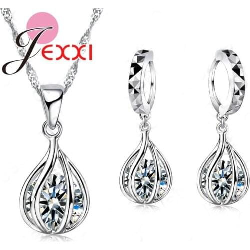 Wedding Jewelry Sets Necklace Earrings 925 Sterling Silver Women Noble New Pendant Cubic Zirconia Fast Shipping Hot Sale