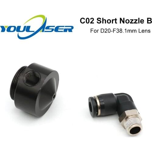 Air Nozzle N02 for Dia.20 FL38.1 Lens CO2 Short Nozzle B with Fitting for Laser Head at CO2 Laser Cutting Machine