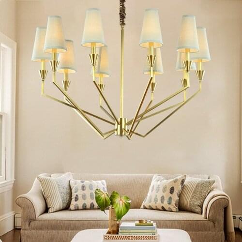 All copper simple modern atmospheric chandelier creative personality Nordic living room dining bedroom lamp