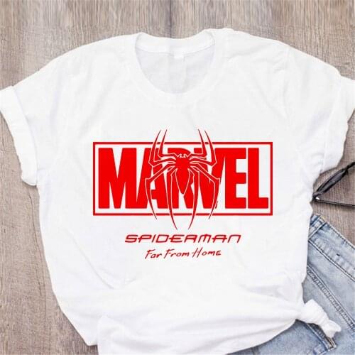 Marvel Women Tshirt Spider Man Print O-Neck Casual T Shirt Cartoon Plussize Tee Tops Female Clothes Dropship