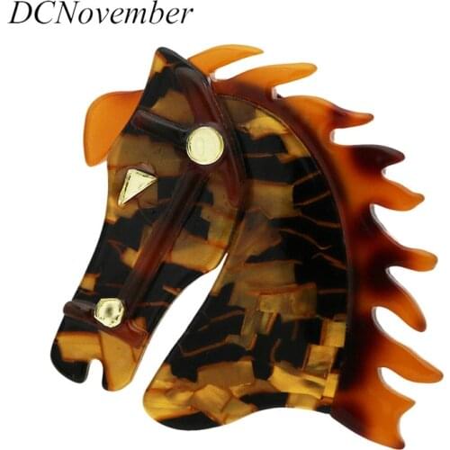 Vintage Horse Head Brooches Environmental Acrylic Animal Brooch Pins For Women Man Jewelry Accessory DCNovember
