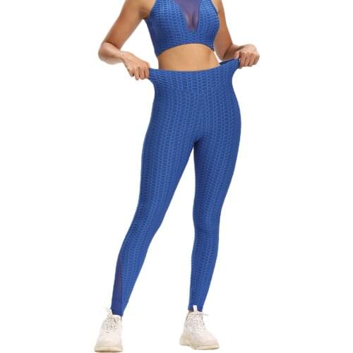 Womens Solid Color Running Tights Yoga Leggings Breathable Patchwork Mesh High Waist Slimming Long Trousers Workout Bottoms