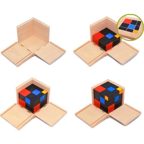 2018 Early Learning Educational Toys Montessori Wooden Trinomial Cube for Toddlers Preschool Training Learning Toys Kids Gifts