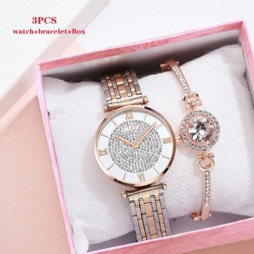 2020 Fashion Casual Womens Watches Luxury Brand Rose Gold Quartz Wrist Watch Ladies Watch Rhinestones For Women Wristwatch