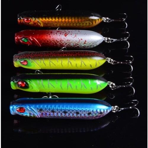 5pcs 8cm 11.5g Fishing Lure Topwater Popper Crankbait Carp Fly Fresh Water Sea Insect bait Fake lure Ice Lure Fishing 3D Eyes