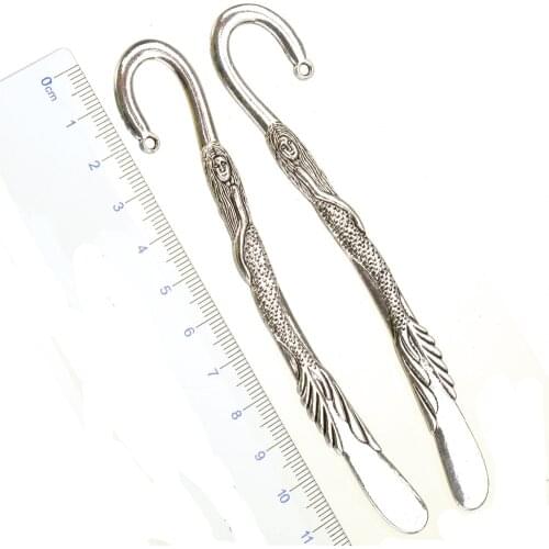 Vintage Silver Bookmarks diy Office School Stationery Daughter of The Sea Mermaid Metal Fashion Jewelry Accessories 120mm 5pcs