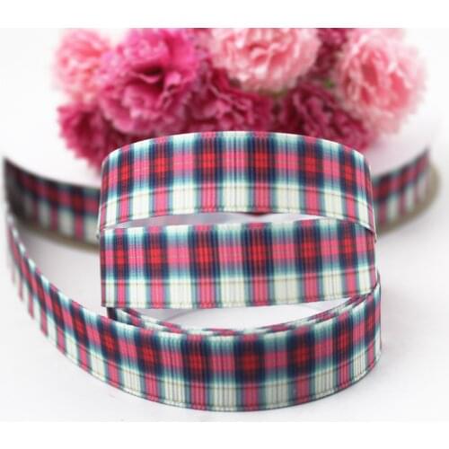 9mm/16mm/22mm/25mm/38mm/75mm Plaid print grosgrain ribbon 10/25/50yards DIY gift wrap sewing wedding decor ribbon
