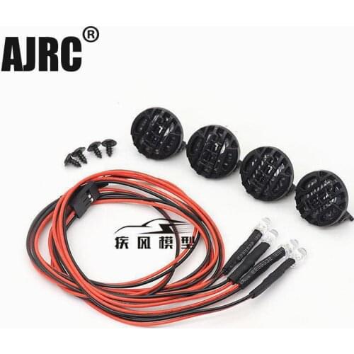 AJRC RC Car 4 Round LED Shade for 1:10 RC Tracked Axial SCX10 90046 Traxxas TRX4 Tamiya CC01 D90 TF2 MST HPI 90053 90028 RR10