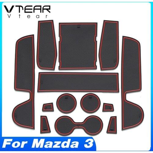 Vtear For Mazda 3 2019 2020 Accessories Rubber Mat Door Mats Anti-Slip Cup Pad Gate Slot Pad Interior Decoration Modification