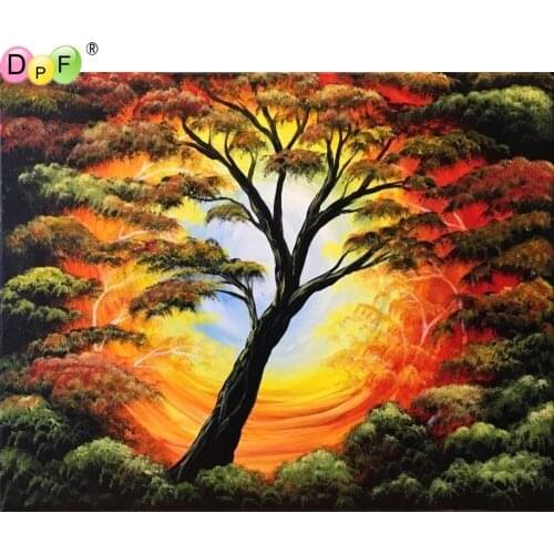 DPF diamond painting cross stitch Giant trees diamond embroidery crafts diamond mosaic kit square/round rhinestone home decor