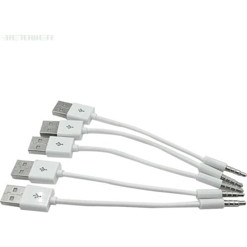 White USB 2.0 Male to 3.5mm Headphone Audio AUX Male Plug Car Cable Jack Charger Cable Wire Cord 500pcs/lot