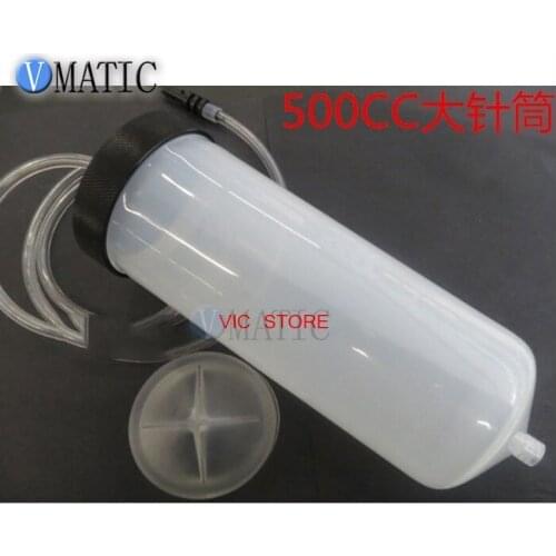Free Shipping Quality 500cc/ml Luer Lock Tip Dispenser Dispensing Pneumatic Syringe Barrel With Piton Barrel Adapter & Needles