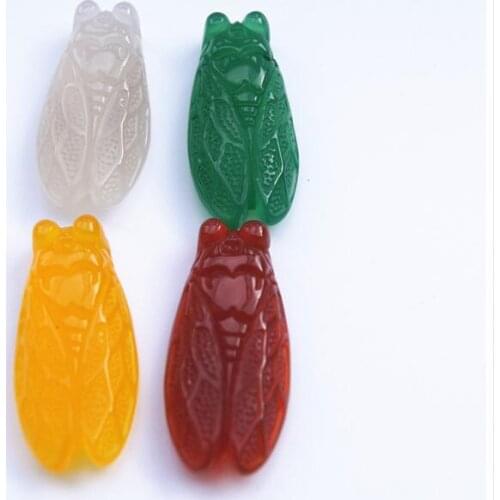 Hand Carved Cicada Amulet Lucky pendant beads necklace Fashion Jewelry colgante de jade