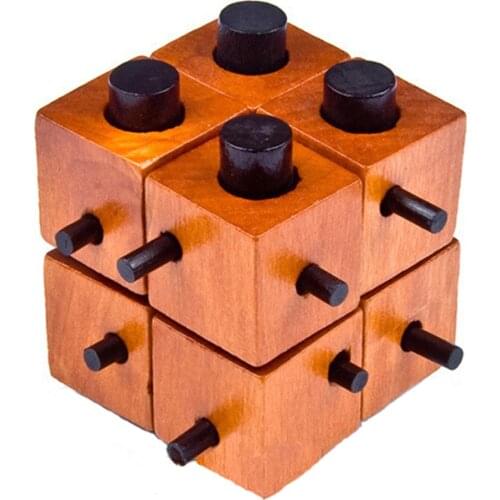 Wooden Toys Kong Ming Lock Puzzle Game Educational Box Of 8 Parts Intellectual Educational Toys For Kids And Adults
