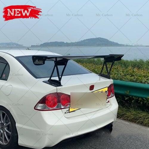FOR CIVIC FD2 JS RACING CARBON FIBER REAR GT SPOILER TRIM BODY KIT TUNING PART FOR FD2 CIVIC CARBON REAR TRUNK WING TRIM