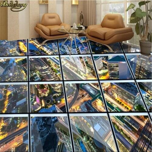 Beibehang Custom Photo Wallpaper Mural Flooring Stained Glass Corridor City 3D Floor Tile Painting papel de parede