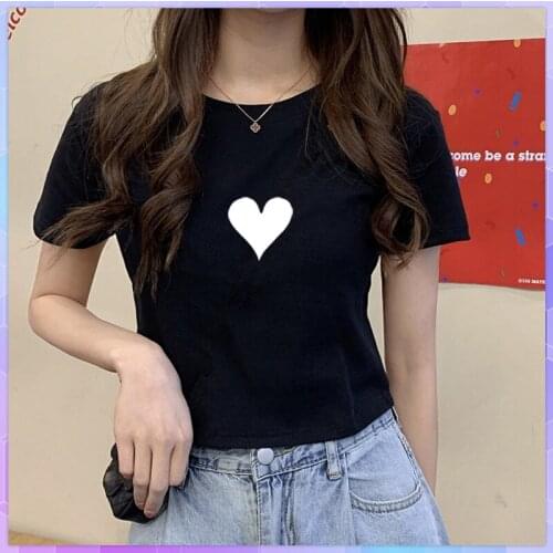 Letter Print Oversized T-shirt Womens Cotton Crop Top Short Sleeved T-shirt Tee Shirt Summer Harajuku Girls Basic Tshirt Female