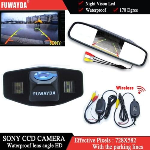 FUWAYDA Wireless Color Car Chip Rear View Camera for Honda Accord Pilot Civic Odyssey Acura TSX+4.3Inch rearview Mirror Monitor