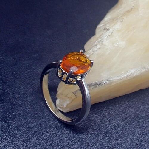 Gemstonefactory Jewelry Big Promotion Single Unique 925 Silver Dazzling Honey Topaz Sunny Women Men Gifts Rings 7# 20213132