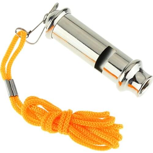 Hot Sale Stainless Steel Emergency Survival Whistle Portable Warning Security for Police Traffic with Lanyard Metal Whistle