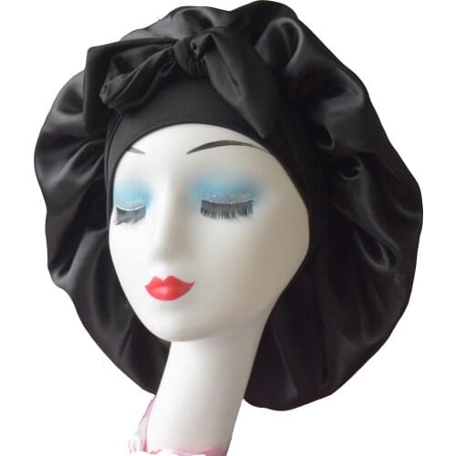 BONNET QUEEN fashionable high quality luxury large tie headpiece silk bonnet with scarf