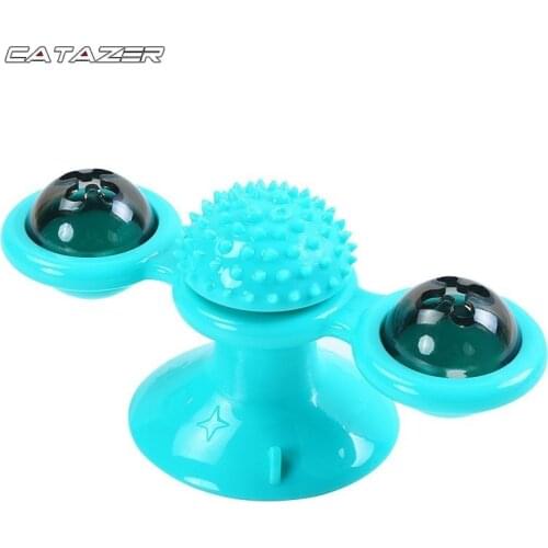 Cat Windmill Toy Funny Massage Rotatable Cat Toys with Catnip LED Ball Teeth Cleaning Pet Products for Dropshipping