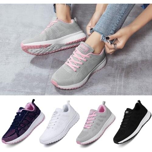 Vulcanized Sneakers Women White Shoes Plus Size Tenis Feminino 2021 Breathable Mesh Lace-up Lightweight Famale Sports Sneaker