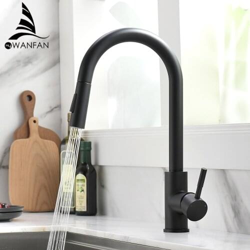 Kitchen Faucet Black Color Surface Hot and Cold Water Faucet Kitchen Sink Faucet Pull-out Kitchen Faucet Single Hole Tap866068