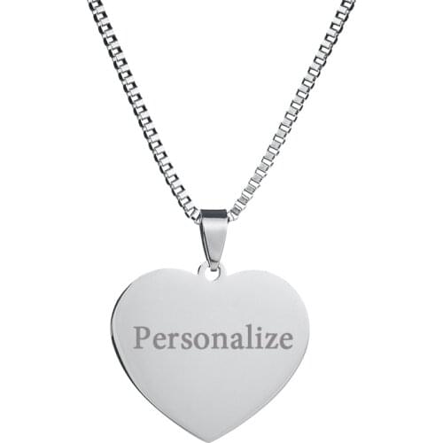 Hot Sale Fashion Heart Pendant Necklace Stainless Steel Custom Blank Name Necklace Can Engrave Letters Pictures Pendant