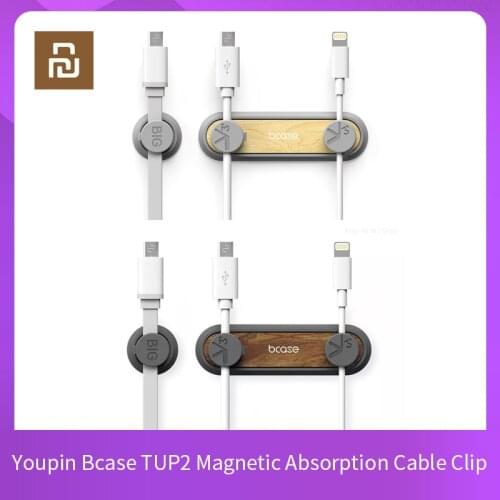 Youpin Bcase TUP2 Magnetic Absorption Cable Clip Holder Compatibility Practical Desktop Organizer Management Holder Wood Texture