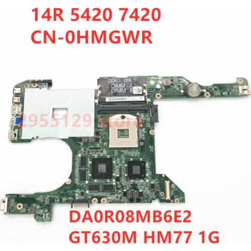Free shipping High quality for 5420 7420 CN-0HMGWR 0HMGWR HMGWR Laptop motherboard DA0R08MB6E2 GT630M HM77 DDR3 100%Tested