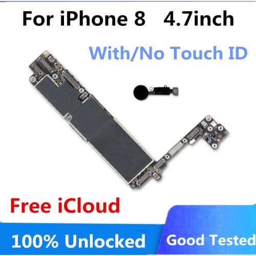 100% Original Unlocked for IPhone 8 Motherboard Free iCloud With/without Touch ID 64GB 256GB Logicboard Mainboard Full Chips MB
